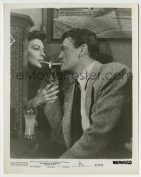 7h838 SNOWS OF KILIMANJARO 8x10.25 still 1952 Gregory Peck & Ava Gardner light cigarettes together