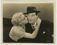 7h855 SPEAK EASILY 8x10 still 1932 sexy Thelma Todd puts lipstick on Buster Keaton's cheeks!