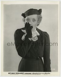 7h856 SPECIAL AGENT 8x10.25 still 1935 great close up of scared Bette Davis covering her mouth!