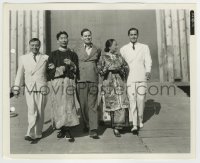 7h907 THANK YOU MR. MOTO candid 8x10 still 1937 Peter Lorre & co-stars arm-in-arm going to lunch!