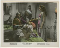 7h145 VEILS OF BAGDAD color 8.25x10 still 1953 Victor Mature, harem girl Mari Blanchard & dying man