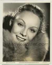 7h299 CLAIRE DODD 8x10.25 still 1934 smiling portrait wearig blue fox, The Goose and the Gander!