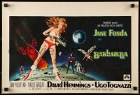 7j329 BARBARELLA Belgian 1968 sci-fi art of sexiest Jane Fonda, John Philip Law, Roger Vadim!