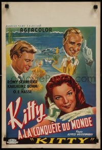 7j350 KITTY & THE GREAT BIG WORLD Belgian 1956 great art of pretty Romy Schneider & Carl Boehm!