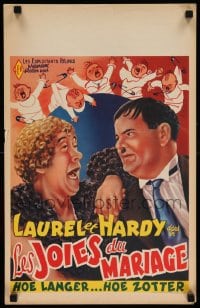 7j374 TWICE TWO Belgian R1950s wacky different art of Stan Laurel & Oliver Hardy, Hal Roach!