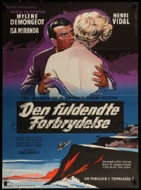 7j399 KISS FOR A KILLER Danish 1958 Une manche et la belle, Mylene Demongeot, artwork by Stilling!