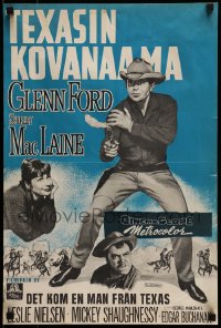 7j153 SHEEPMAN Finnish 1958 they called Glenn Ford the stranger with a gun, Shirley MacLaine!
