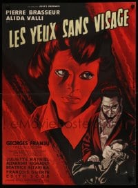 7j200 EYES WITHOUT A FACE French 23x31 1959 Les Yeux Sans Visage, different art by Jean Mascii!