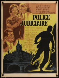 7j207 POLICE JUDICIAIRE French 24x32 1958 Anne Vernon, Henri Vilbert, art of handcuffed hands!
