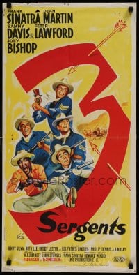 7j195 SERGEANTS 3 French 16x32 1962 John Sturges, Frank Sinatra, Rat Pack parody of Gunga Din!