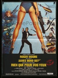 7j216 FOR YOUR EYES ONLY French 16x21 1981 Roger Moore as James Bond 007, cool Brian Bysouth art!