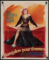 7j221 REVOLT OF MAMIE STOVER French 18x22 1956 great Grinsson artwork of super sexy Jane Russell!