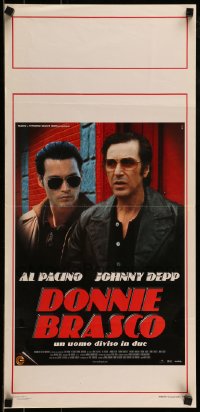 7j179 DONNIE BRASCO Italian locandina 1997 Al Pacino is betrayed by undercover cop Johnny Depp!