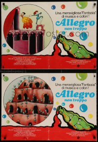 7j168 ALLEGRO NON TROPPO set of 6 Italian 19x27 pbustas 1976 Bruno Bozzetto, wacky cartoon artwork!