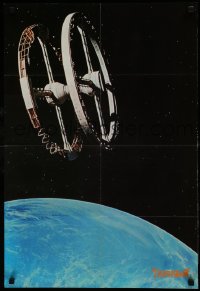 7j806 2001: A SPACE ODYSSEY 2-sided Japanese 20x29 1978 Kubrick, Town Mook, space wheel & Discovery