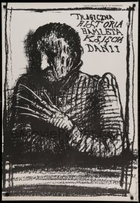 7j758 HAMLET stage play Polish 27x39 1980 Polish play of Hamlet, strange Czerniawski artwork!