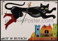 7j762 KOT W BUTACH stage play Polish 26x37 1982 artwork of swashbuckler cat by Marcin Stajewski!