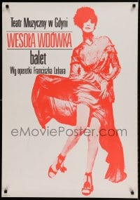 7j779 WESOLA WDOWKA stage play Polish 26x38 1979 cool red full-length image of sexy dancer!