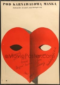 7j686 DECISION Polish 23x32 1967 Jose Massip's La Decision, Lenk art of heart mask!