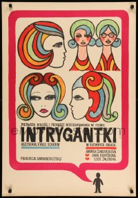 7j691 FIVE GIRLS AROUND THE NECK Polish 23x33 1967 Pet holek na krku, cool Bodnar art of girls!