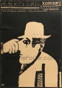 7j723 POLICE COMMISSIONER Polish 23x33 1965 wacky Jerzy Flisak art of man getting his nose tweaked