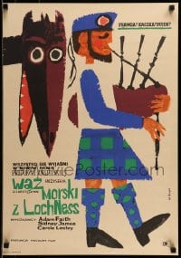 7j666 WHAT A WHOPPER Polish 19x27 1963 pop singer Adam Faith, Loch Ness Monster by Hibner!