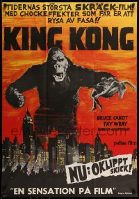 7j067 KING KONG Swedish R1965 best image of giant ape over New York skyline holding Fay Wray!