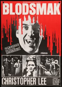 7j073 TASTE THE BLOOD OF DRACULA Swedish 1970 Hammer horror, vampire Christopher Lee showing fangs
