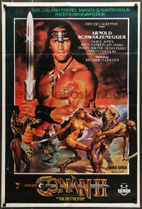 7j285 CONAN THE DESTROYER Turkish 1985 Arnold Schwarzenegger, Grace Jones, art by Boris Vallejo!