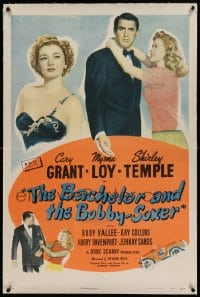 7k012 BACHELOR & THE BOBBY-SOXER linen 1sh 1947 Myrna Loy orders Cary Grant to date Shirley Temple!