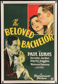 7k018 BELOVED BACHELOR linen 1sh 1931 Paul Lukas adopts Dorothy Jordan & loves her the wrong way!