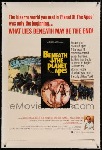 7k019 BENEATH THE PLANET OF THE APES linen 1sh 1970 sequel, what lies beneath may be the end!