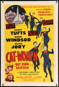 7k040 CAT-WOMEN OF THE MOON linen 1sh 1953 campy cult classic, they're fiery, fearless & ferocious!