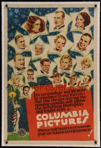 7k045 COLUMBIA PICTURES linen 1sh 1932 Jean Harlow, John Wayne, Barbara Stanwyck, Frank Capra, rare!
