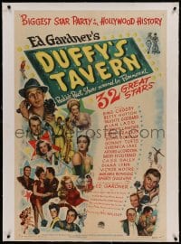 7k056 DUFFY'S TAVERN linen 1sh 1945 art of Paramount's biggest stars including Lake, Ladd & Crosby!