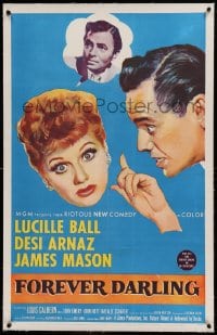 7k065 FOREVER DARLING linen 1sh 1956 art of James Mason, Desi Arnaz & Lucille Ball, I Love Lucy!