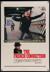 7k068 FRENCH CONNECTION linen 1sh 1971 Gene Hackman in movie climax, directed by William Friedkin!