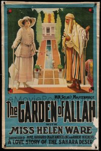 7k073 GARDEN OF ALLAH linen 1sh 1916 art of Miss Helen Ware in a love story of Sahara Desert, rare!