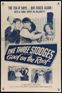 7k078 GOOF ON THE ROOF linen 1sh 1953 The three Stooges with Shemp, the fix-it boys out-foxed again!