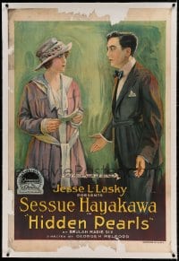 7k089 HIDDEN PEARLS linen 1sh 1918 Sessue Hayakawa tells Florence Vidor his family fortune is gone!