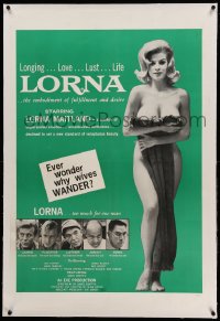 7k124 LORNA linen 1sh 1964 sexy Lorna Maitland in Russ Meyer sex classic over green background!