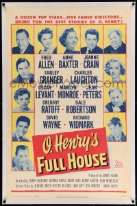 7k161 O HENRY'S FULL HOUSE linen 1sh 1952 young Marilyn Monroe pictured with many other top stars!
