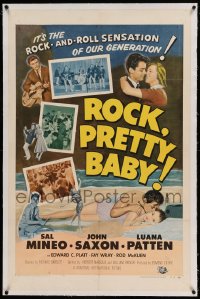 7k197 ROCK PRETTY BABY linen 1sh 1957 Sal Mineo, it's the rock 'n roll sensation of our generation!