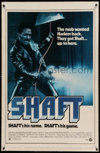 7k207 SHAFT linen 1sh 1971 classic image of Richard Roundtree blasting the bad guys!