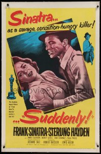 7k226 SUDDENLY linen 1sh 1954 would-be savage sensation-hungry Presidential assassin Frank Sinatra!
