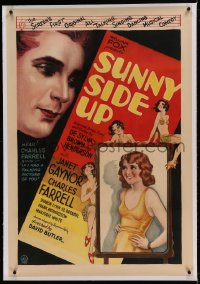 7k228 SUNNY SIDE UP linen 1sh 1929 Janet Gaynor & Charles Farrell, 1st all-talking musical, cool art