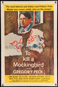 7k241 TO KILL A MOCKINGBIRD linen 1sh 1963 Gregory Peck classic, from Harper Lee's famous novel!
