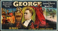 7m124 GEORGE THE SUPREME MASTER OF MAGIC billboard magic poster 1920s mummy & devils stone litho!