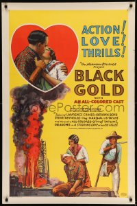7m229 BLACK GOLD 1sh 1927 stone litho, Norman Studios all-black thrilling oil fields epic!