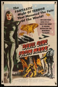 7m018 DEVIL GIRL FROM MARS 1sh 1955 Earth menaced by fantastic powers, sexy female alien!